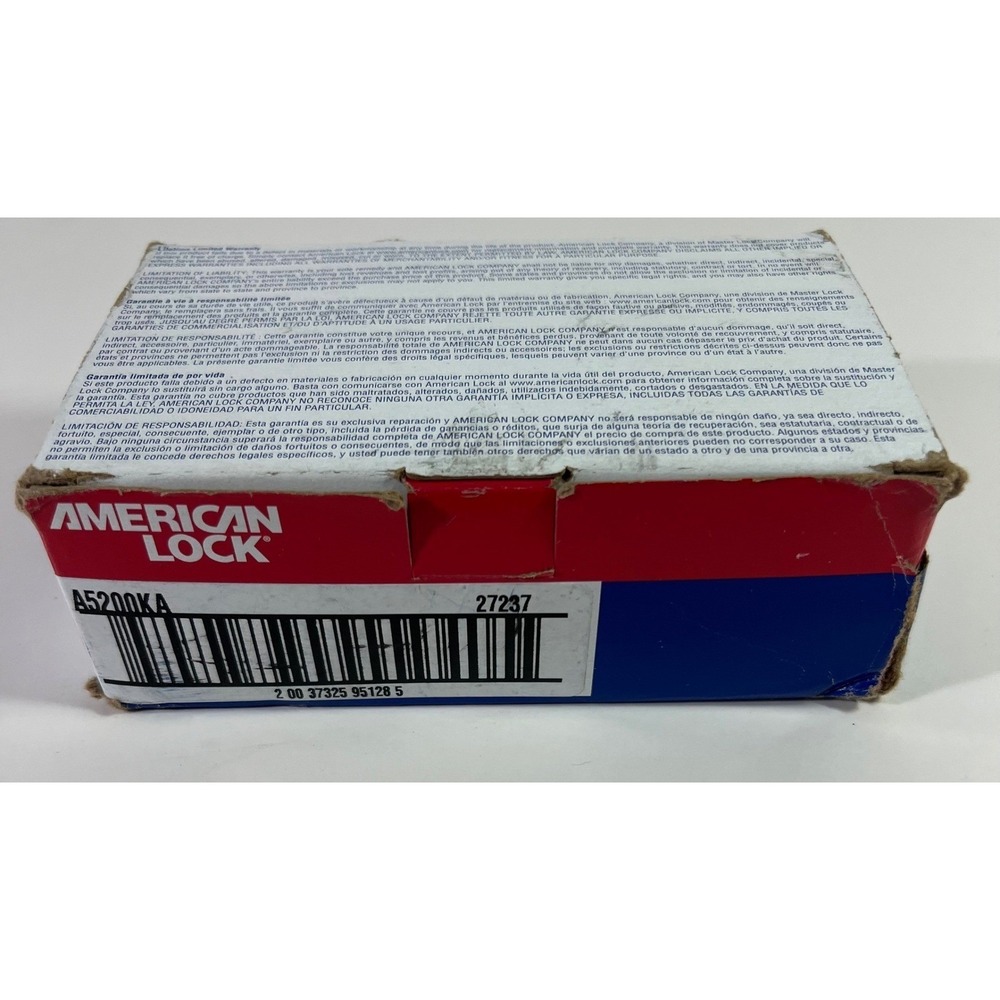 American‎ Lock A5200KA Key 27237 Qty 6 in Box Solid Steel Padlock